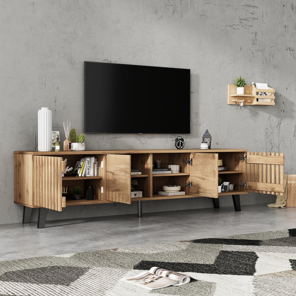 TV-LOWBOARD Original Naturfarben 180/40/55 cm - Naturfarben, Holzwerkstoff (180/55/40cm) - PANGIVO