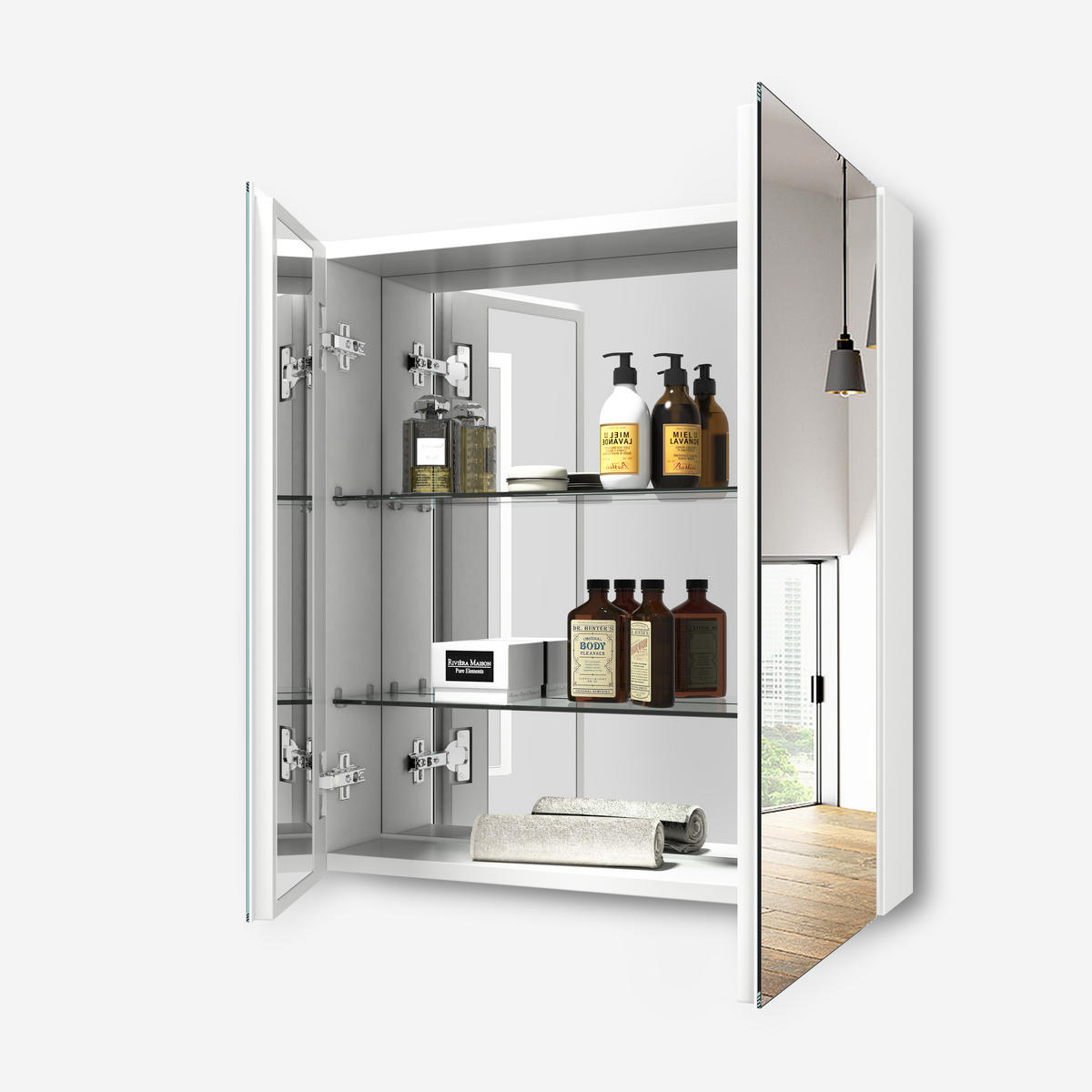 SPIEGELSCHRANK Weiß 65/60/14,5 - Weiß, Metall (60/65/65cm) - EMKE