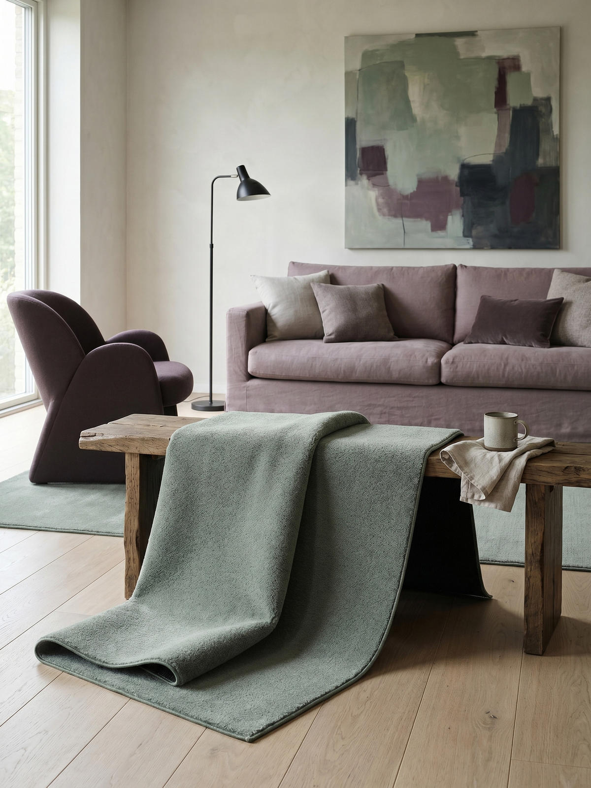 KURZFLORTEPPICH Antirutsch Uni RUTOR Polyester Grün 120 x 160 cm - Grün, Textil (120/160cm) - KADIMA DESIGN