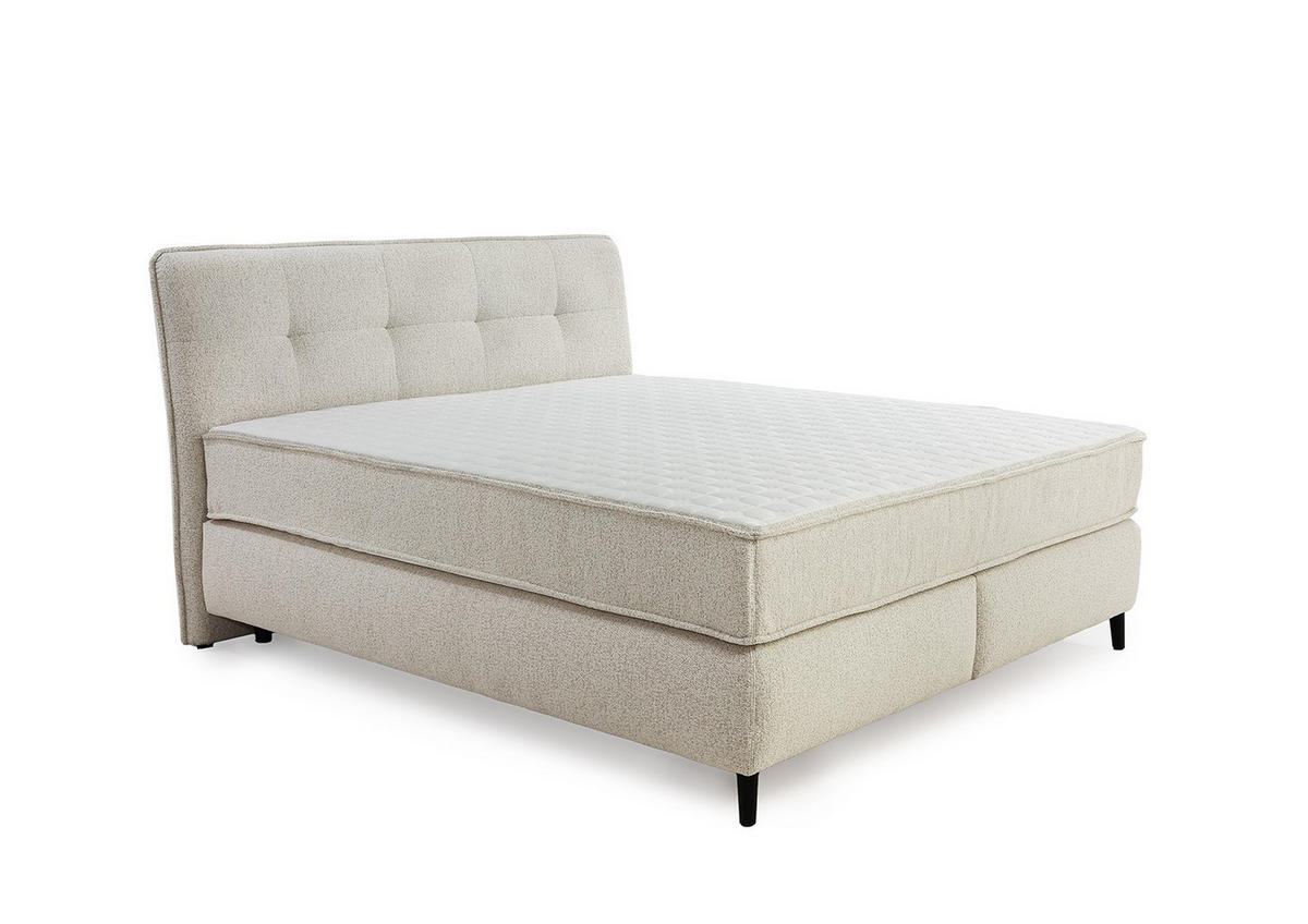 BOXSPRINGBETT 180x200 cm, extradicke 7-Zonen-Tonnentaschen-Federkern-Wendematratzen H3/H4, Bonell-Federkern, Flachgewebe Beige Grau / 20024 - Greige/Beige, Textil/Metall (180/200cm) - luma-home