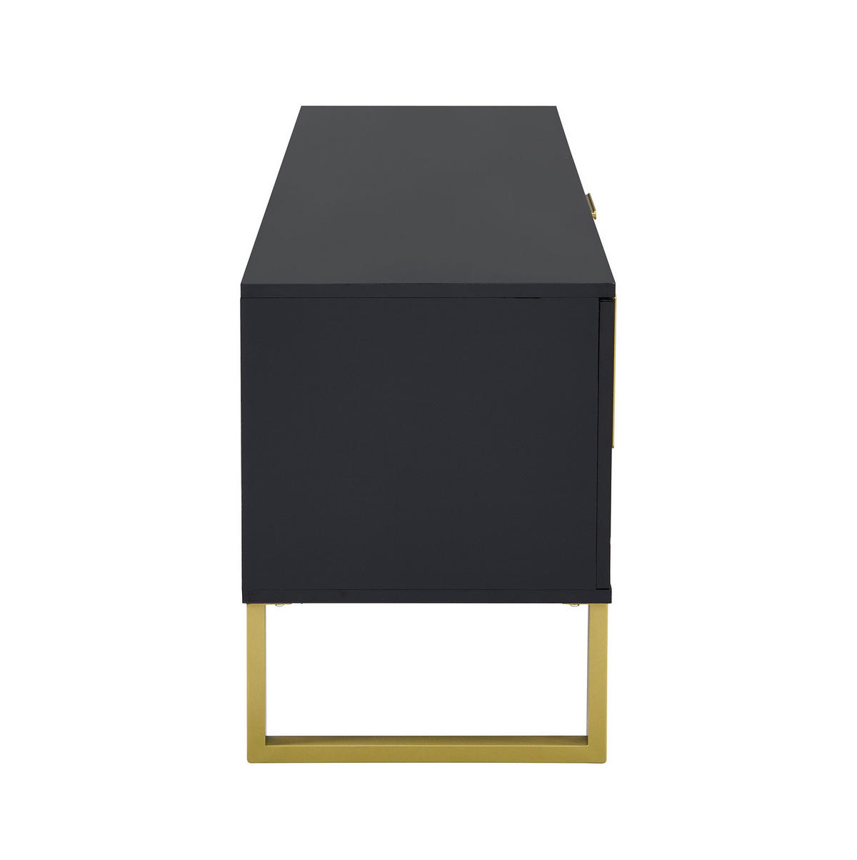 TV-SCHRANK 170/40/53,5 cm mit 4 Türen, 2 Schubladen, Kabelöffnungen und Hochglanz aus MDF, Schwarz/Gold - Schwarz, Holzwerkstoff (170/53.5/40cm) - Redom
