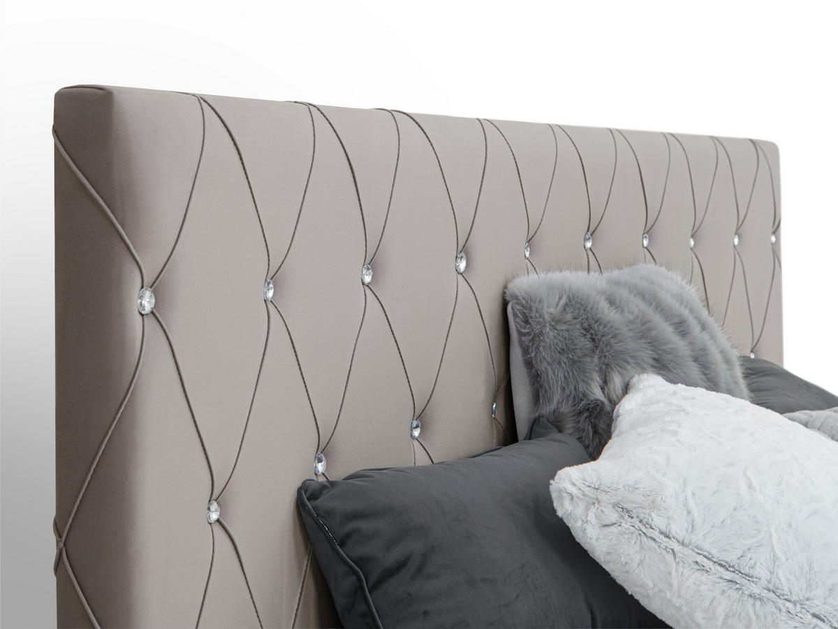 BOXSPRINGBETT Dubai Grau 160 /200 cm H3/H4 Samt - Grau, Textil (160/200cm) - wonello