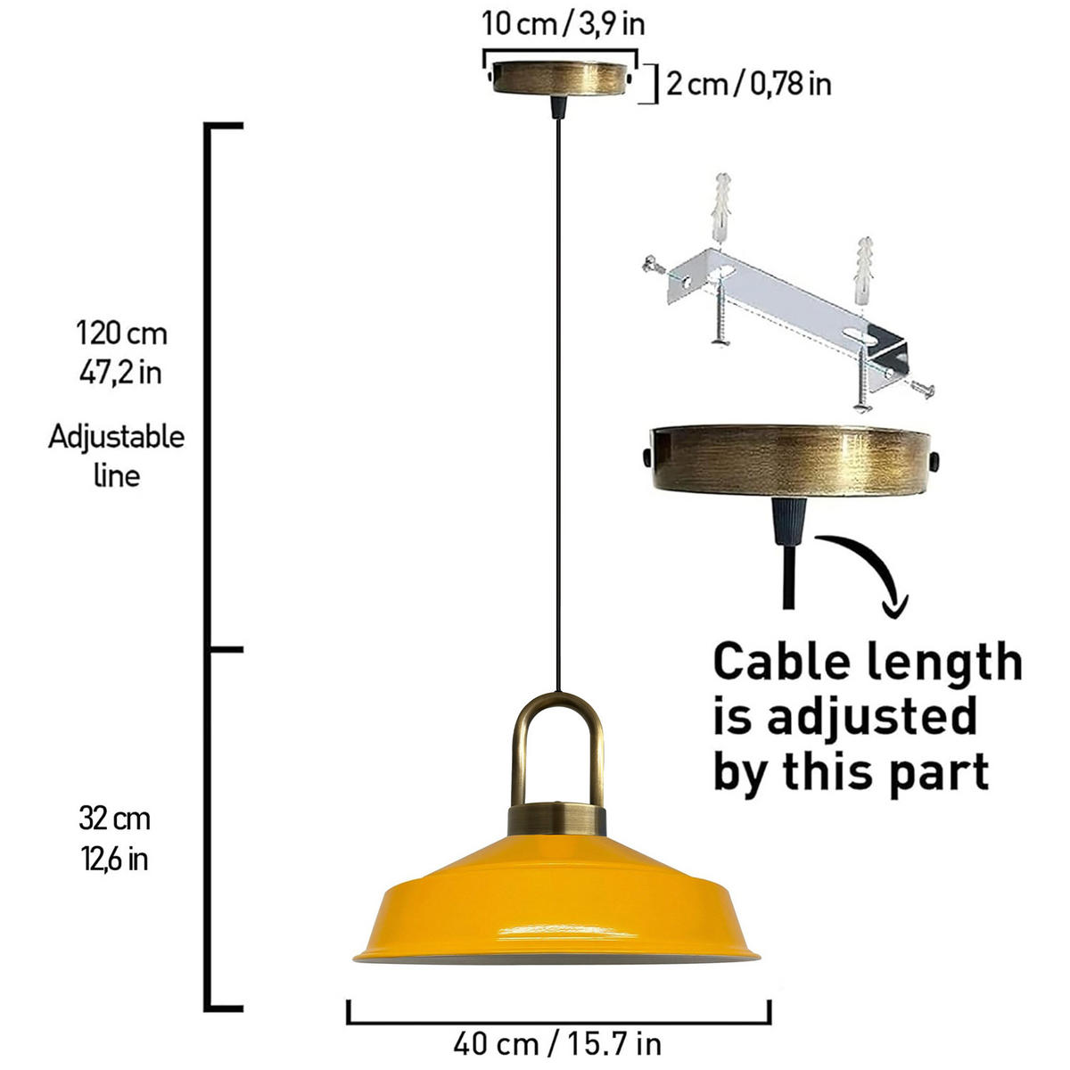 PENDELLEUCHTE Lockra - Gelb, Metall (40/40/32cm) - Bamyum