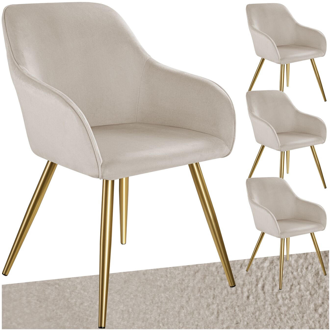 ESSZIMMERSTUHL Marilyn,58 x 62 x 82 cm,taupe/gold - Taupe/Goldfarben, Textil (58/82/62cm) - tectake