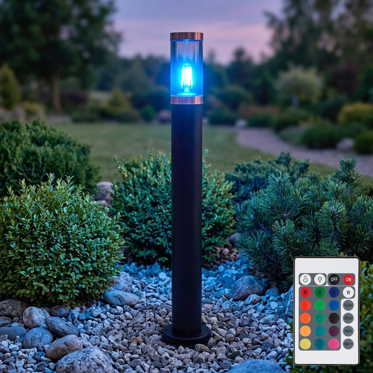 LED STEHLEUCHTE Edelstahl Schwarz - Schwarz, Metall (12.7/12.7/80cm) - Globo Lighting