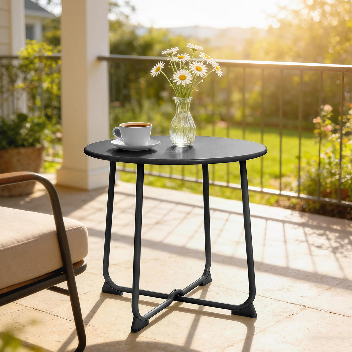 GARTENTISCH Schwarz 50.0/50.0/45.5cm - Schwarz, Metall (50/50/45.5cm)