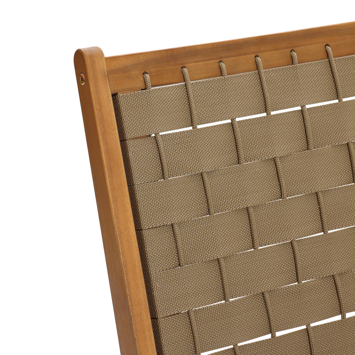77CM Outdoor-Ess- und Terrassenstuhl ohne Armlehnen aus Akazienholz mit geflochtener Rückenlehne und Sitzfläche - Ahornfarben, Holz (75.5/77/54cm)