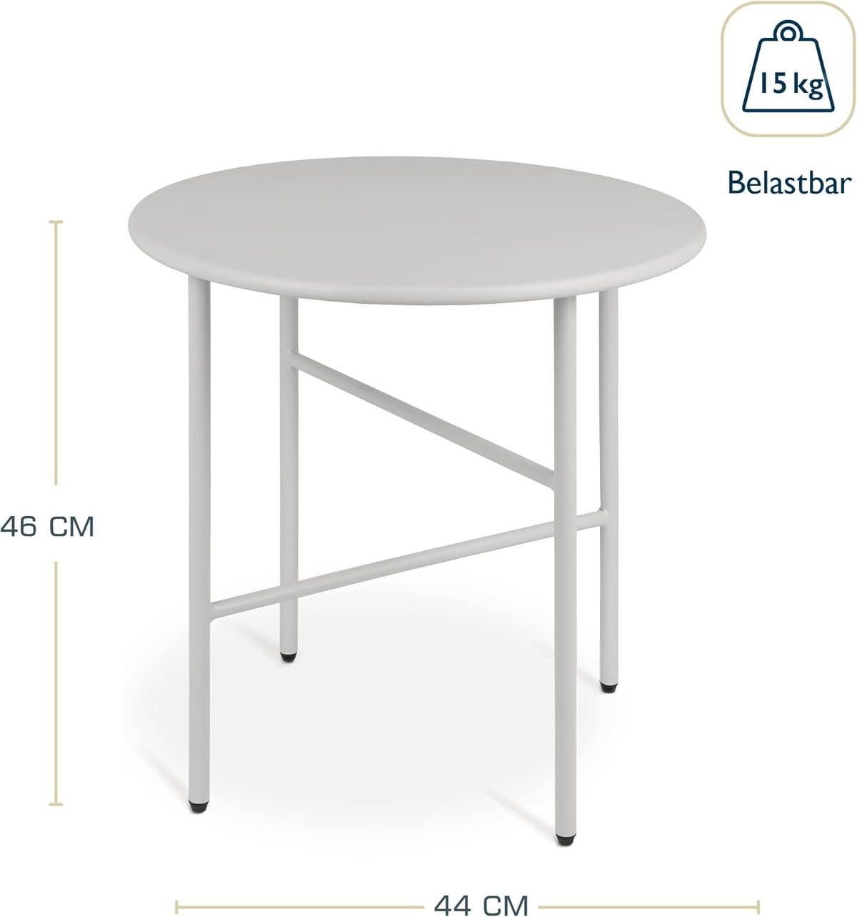 BEISTELLTISCH Finn 44/46 cm und 53/36 cm Hellgrau (2tlg) - Hellgrau, Metall (0.1/53/36cm) - BoMoe