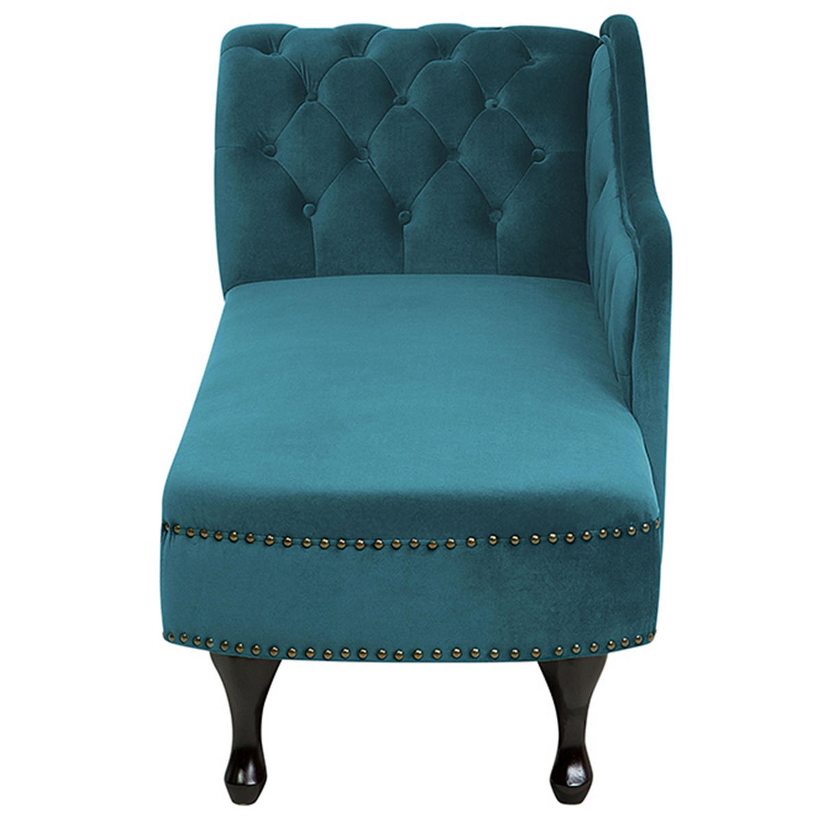 CHAISELONGUE Samtstoff smaragdgrün linksseitig Nimes - Schwarz/Hellgrün, Textil (170/79/61cm) - Beliani