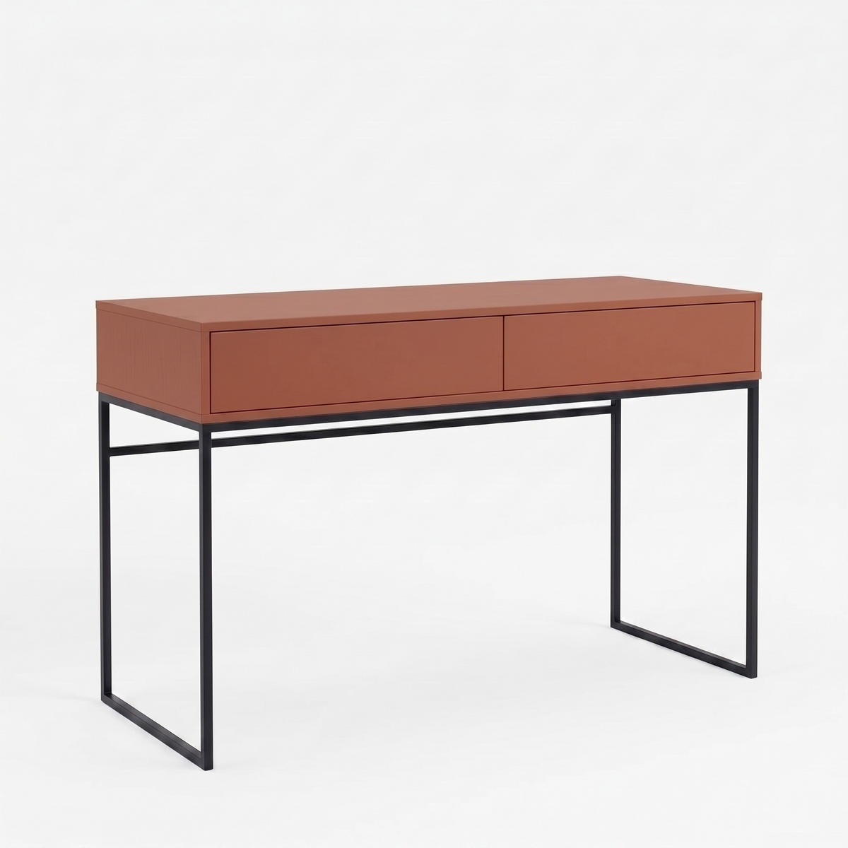 SCHMINKTISCH GENUA D-LUX Terrakotta, Schwarzes Gestell, Grifflos - Rot/Schwarz, Holzwerkstoff/Metall (37/137/83cm) - Bettso