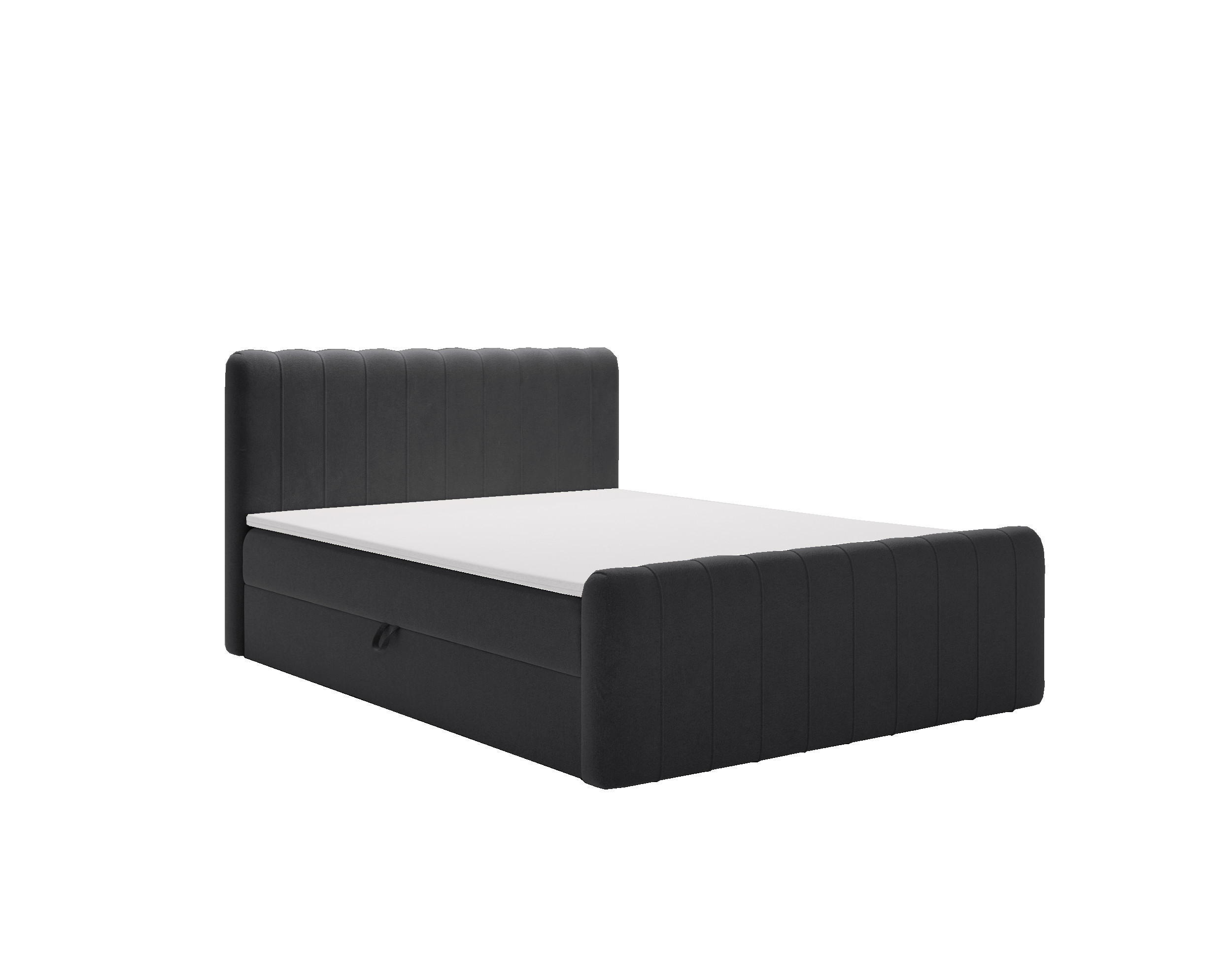 BOXBETT OSLO mit Bettkasten Stoff Komodo Schwarz 160x200 cm - Schwarz, Holz (160/200cm) - Kaiser Möbel