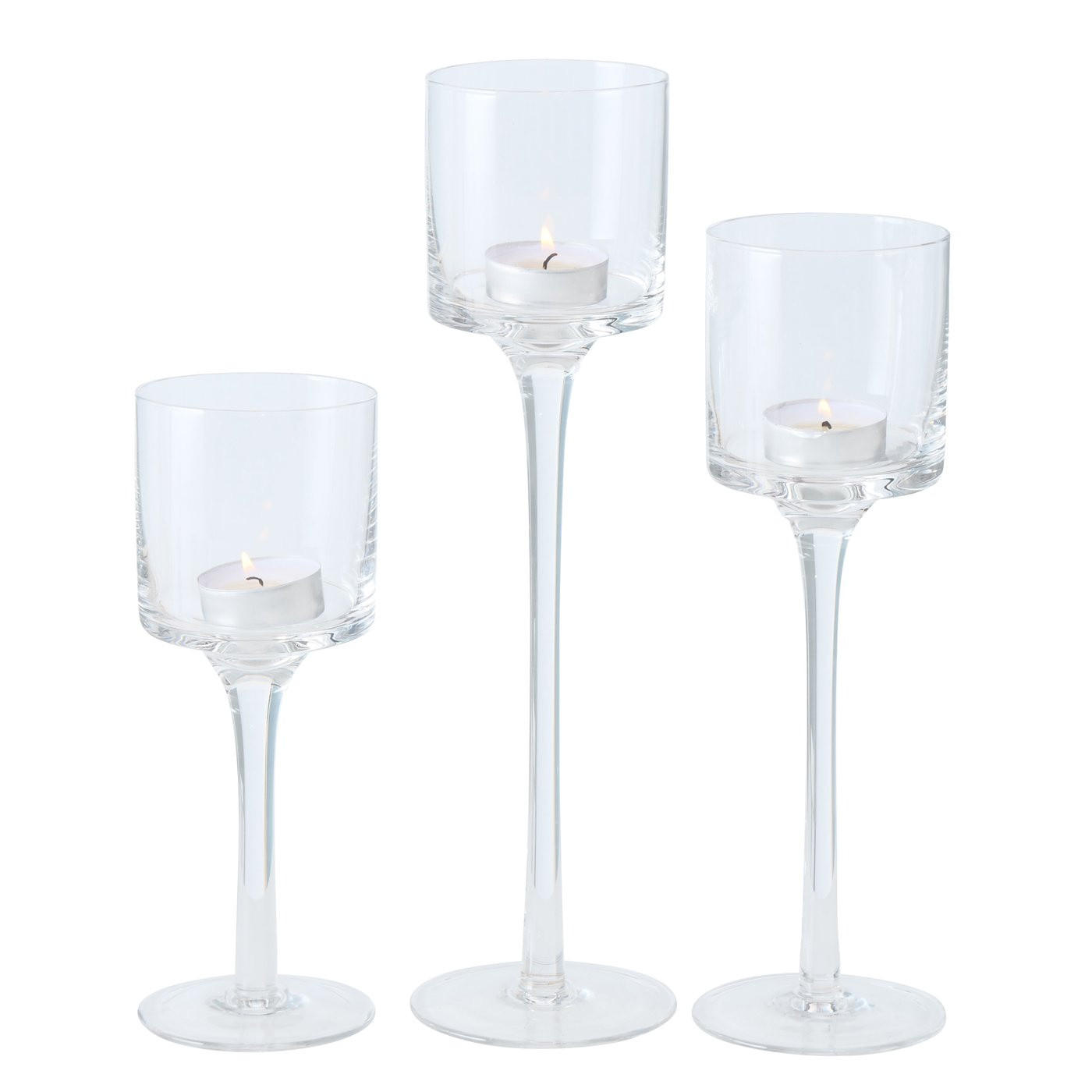 KERZENHALTER Arosa, 3 Höhen - Transparent, Glas (7.5/30/7.5cm)