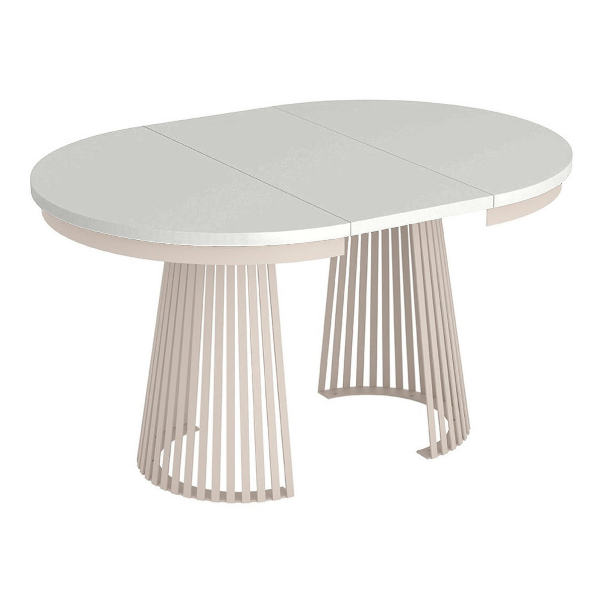 ESSTISCH Garda rund ausziehbar 100-180 x 100 x 76,6 cm Alpinweiß/Kaschmir - Kaschmir/Weiß, Holzwerkstoff (100/100/76.6cm) - Koseto