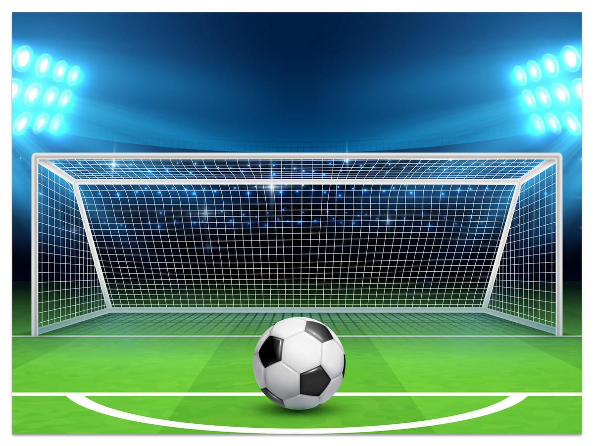 FOTOTAPETE für Jugendzimmer Elfmeter Schuss Linie Fußball 250x175 - Blau/Schwarz, Papier (250/175cm) - Muralo