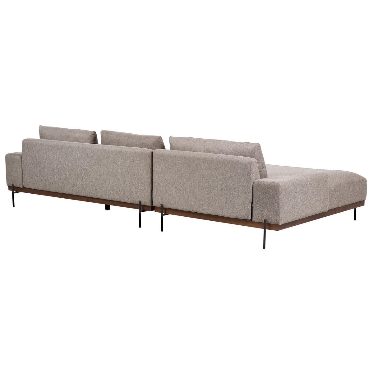 3-SITZER-ECKSOFA hellbraun linksseitig Mariferd - Hellbraun/Dunkelbraun, Textil (316/146cm) - Beliani