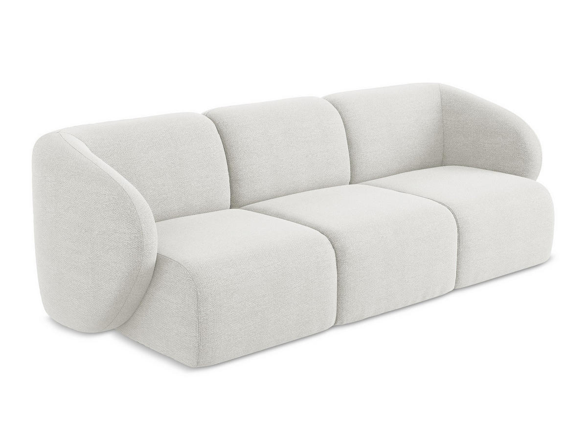 3-SITZER SOFA Bouclé Stoff Weiß - Schwarz/Weiß, Holzwerkstoff/Kunststoff (244/75/94cm) - Makamii