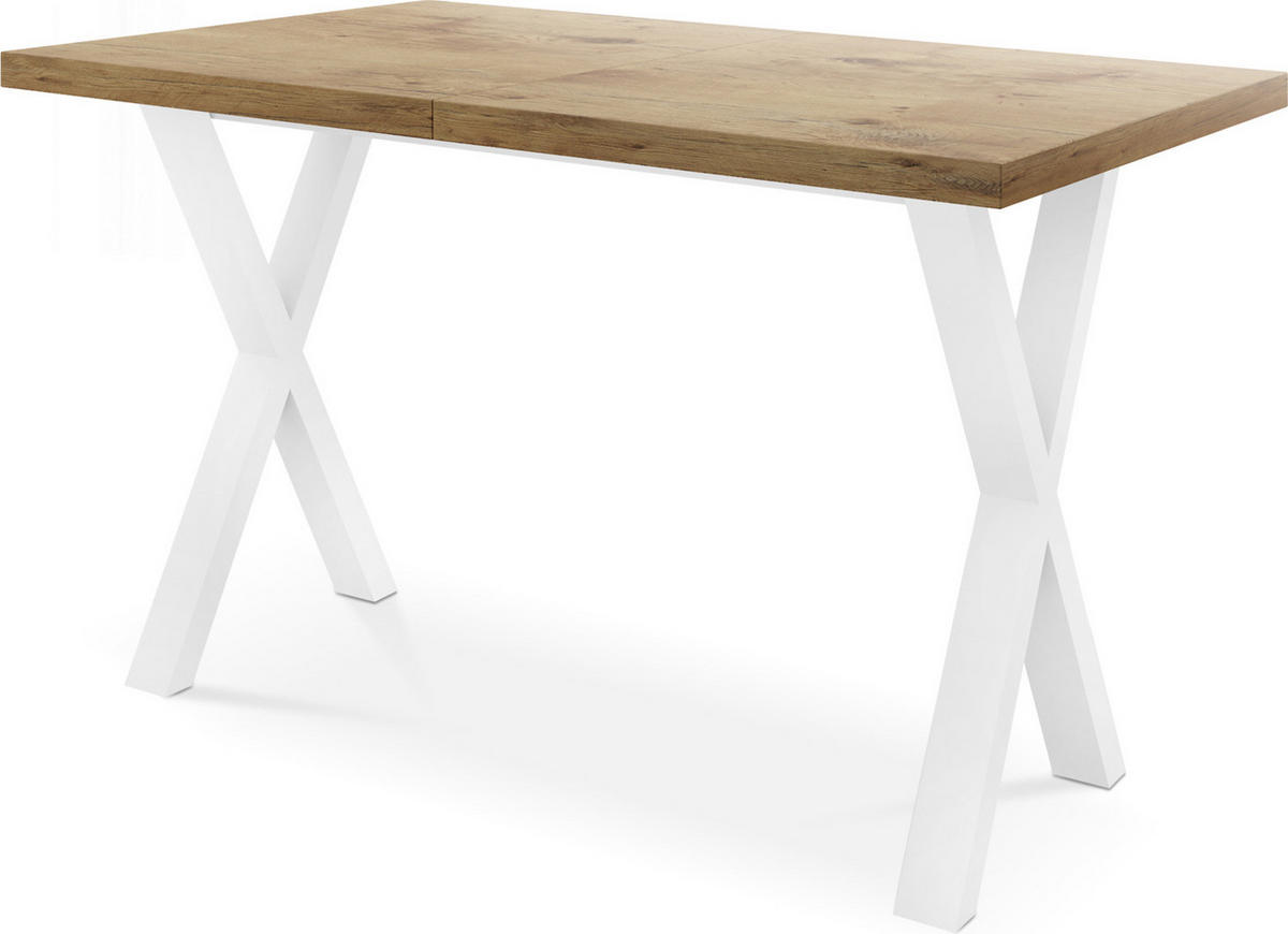 ESSTISCH Luiza rechteckig ausziehbar, Lancelot Eiche 160-260/90/76 cm - Eichefarben/Weiß, Holzwerkstoff/Metall (160/90/76cm) - WFL GROUP
