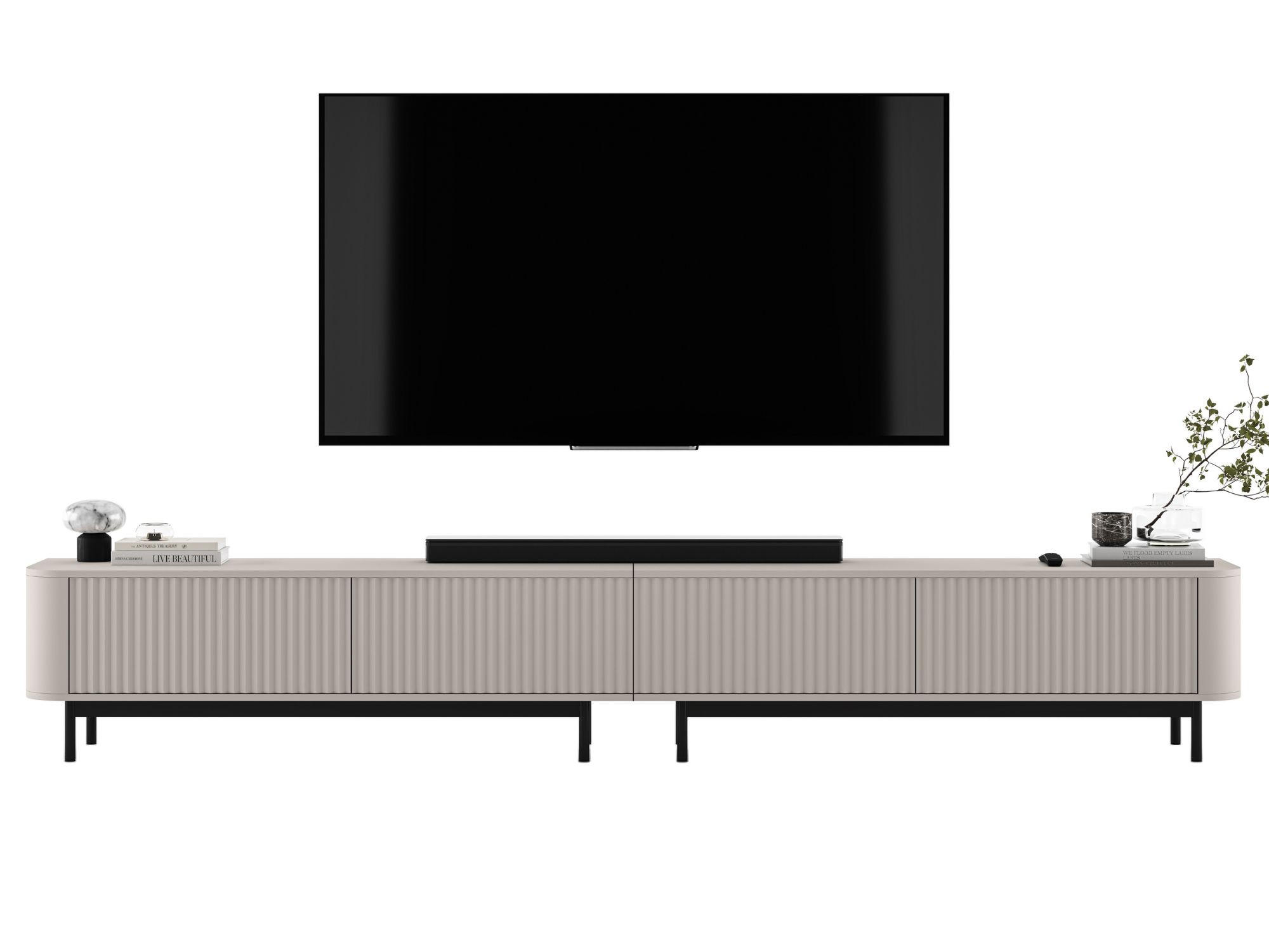 Meble Lindner TV stolek Aurora, sada 2 kusů s kovovým rámem, matný kašmír, 280 cm
