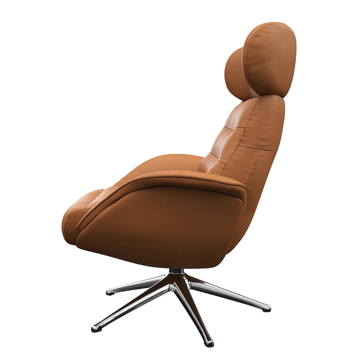 RELAXSESSEL - Chromfarben/Cognac, Leder/Metall (90/107/90cm) - home24