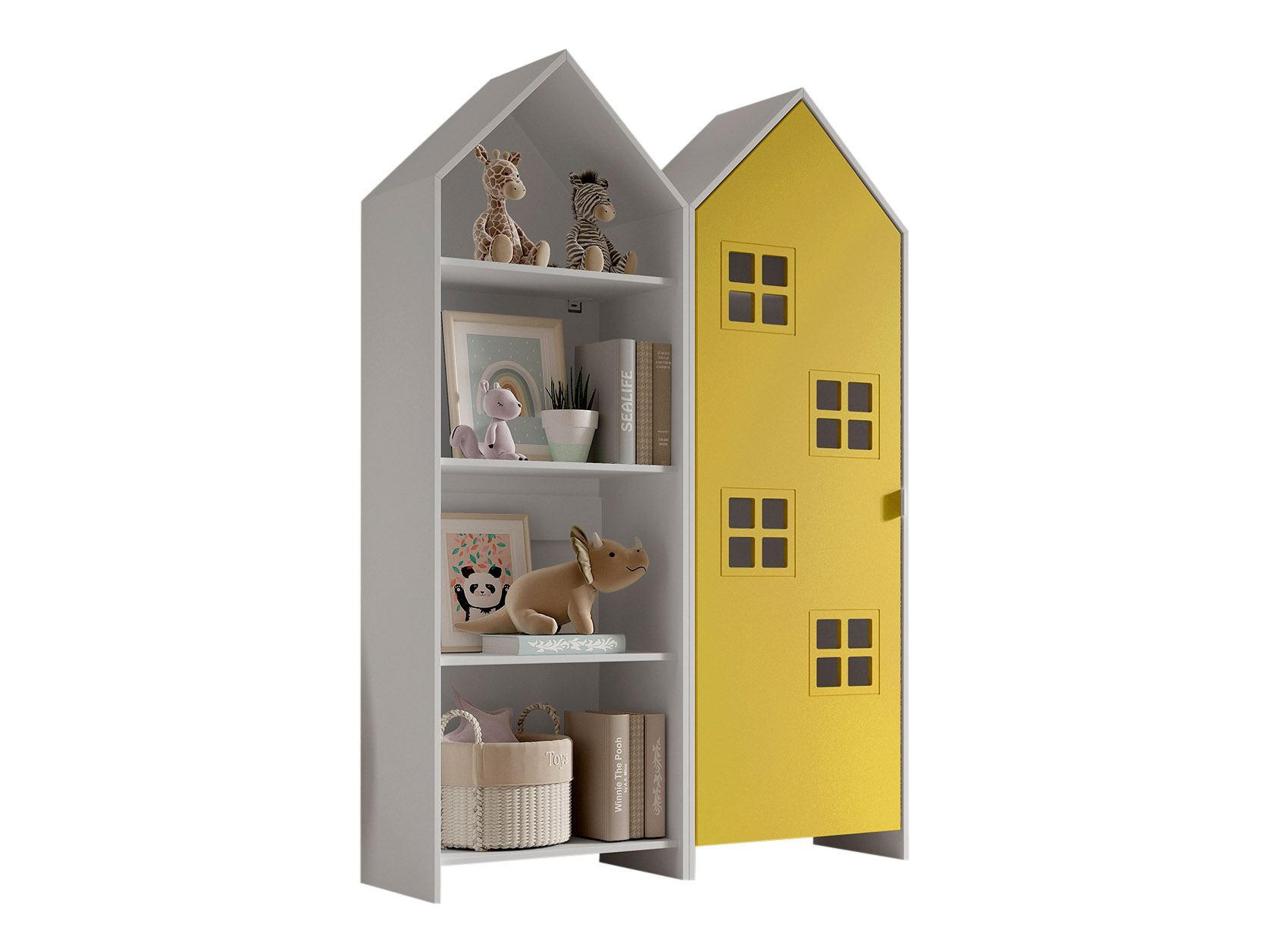 REGALSCHRANK Set Kania 115x37x171 MDF Weiß /Gelb - Gelb/Weiß, Holzwerkstoff (115/171/37cm) - 58aufmkessel