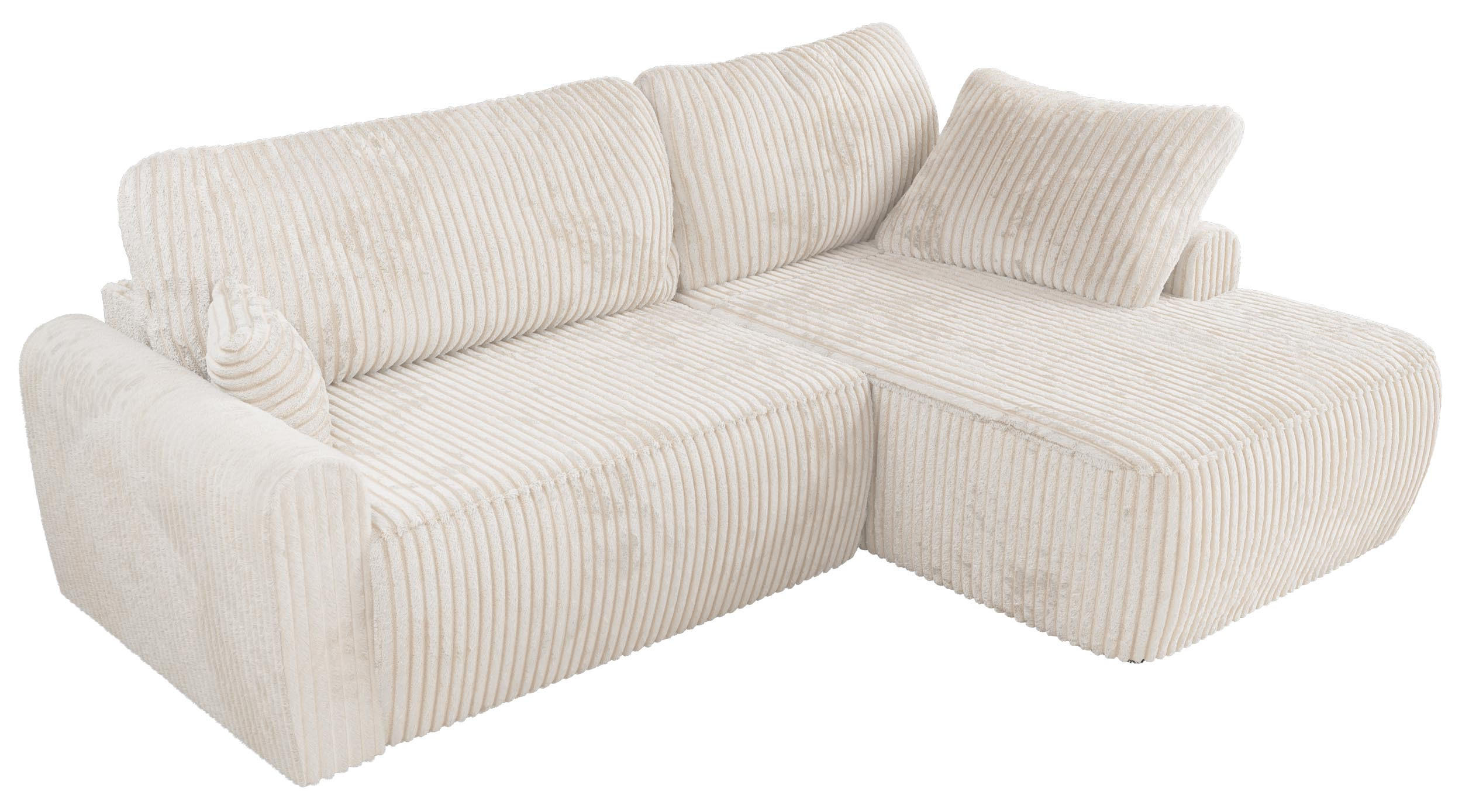 ECKSCHLAFSOFA CUBO L Creme Cord - rechts - Creme/Schwarz, Kunststoff/Textil (187/273cm) - MKS