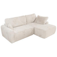 ECKSCHLAFSOFA CUBO L Creme Cord - rechts - Creme/Schwarz, Kunststoff/Textil (187/273cm) - MKS