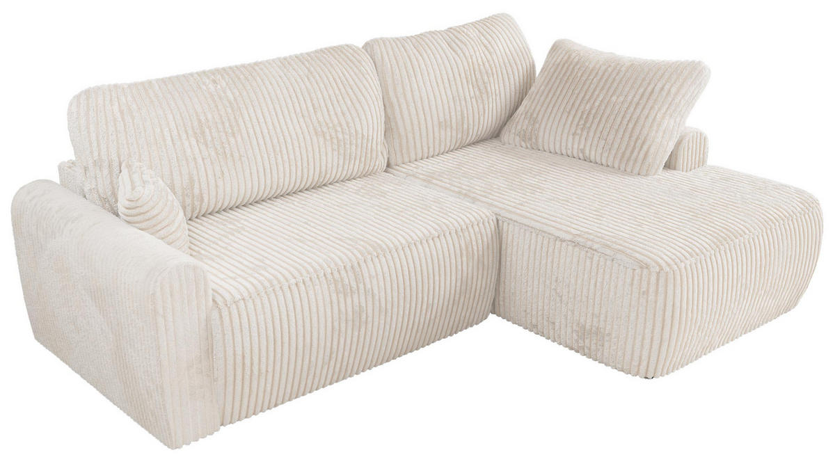 ECKSCHLAFSOFA CUBO L Creme Cord - rechts - Creme/Schwarz, Kunststoff/Textil (187/273cm) - MKS