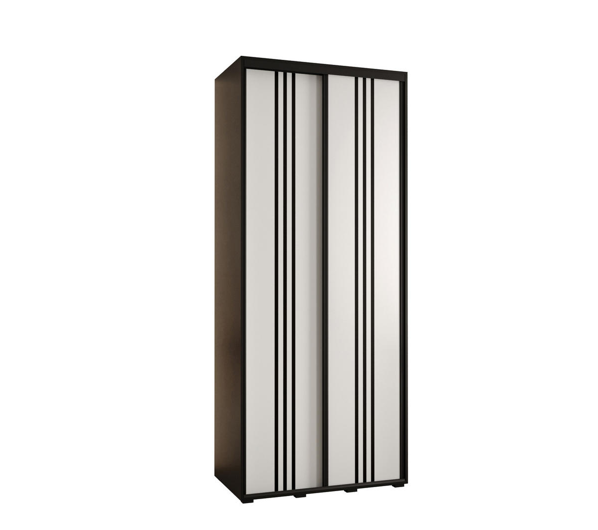 SCHWEBETÜRENSCHRANK 235,2/110/60 2-türig - Schwarz/Weiß, Holz/Metall (110/235/60cm) - Abiks Möbel