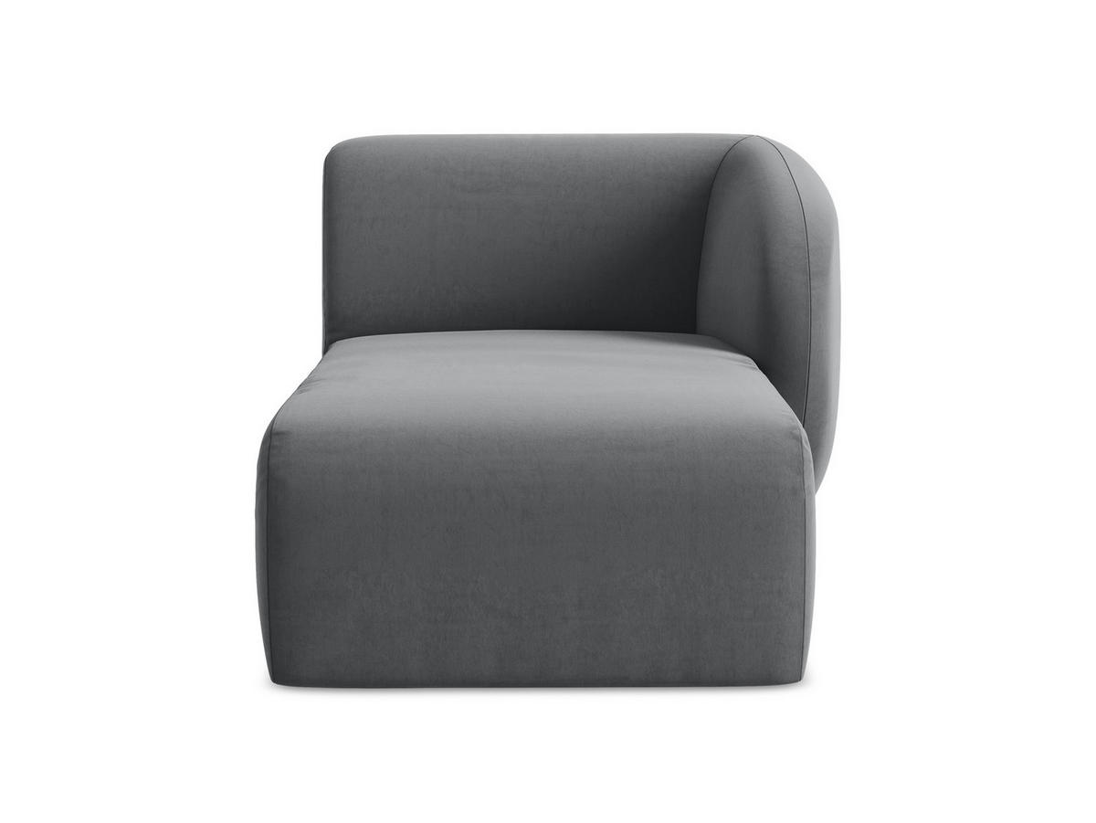 SOFAELEMENT Rechts Samt Stoff Grau - Edelstahlfarben/Schwarz, Holzwerkstoff/Kunststoff (91/75/166cm) - Makamii