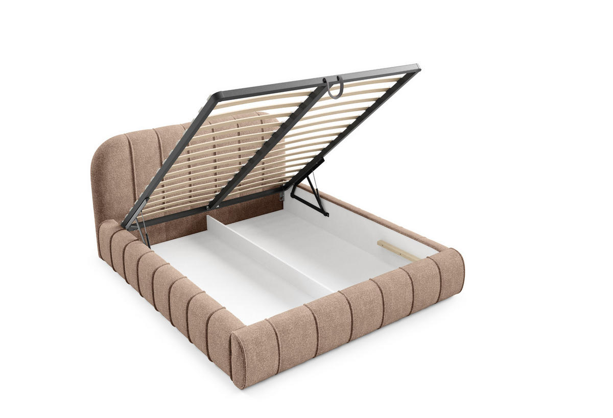 POLSTERBETT mit Stauraum 200x200 cm in Braun - Braun, Textil (200/200cm) - Home Collective