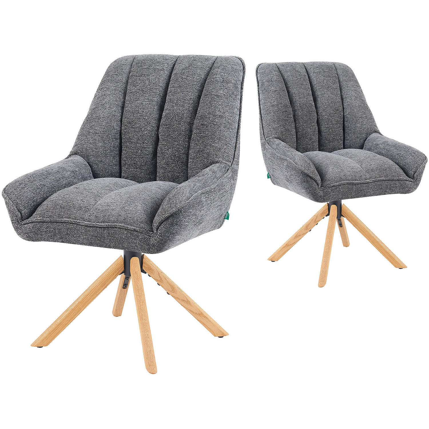 DREHSTUHL Mika-Leon - Honigeiche/Grau, Eichenholz/Holz (60/88/68cm) - DUBI Möbel