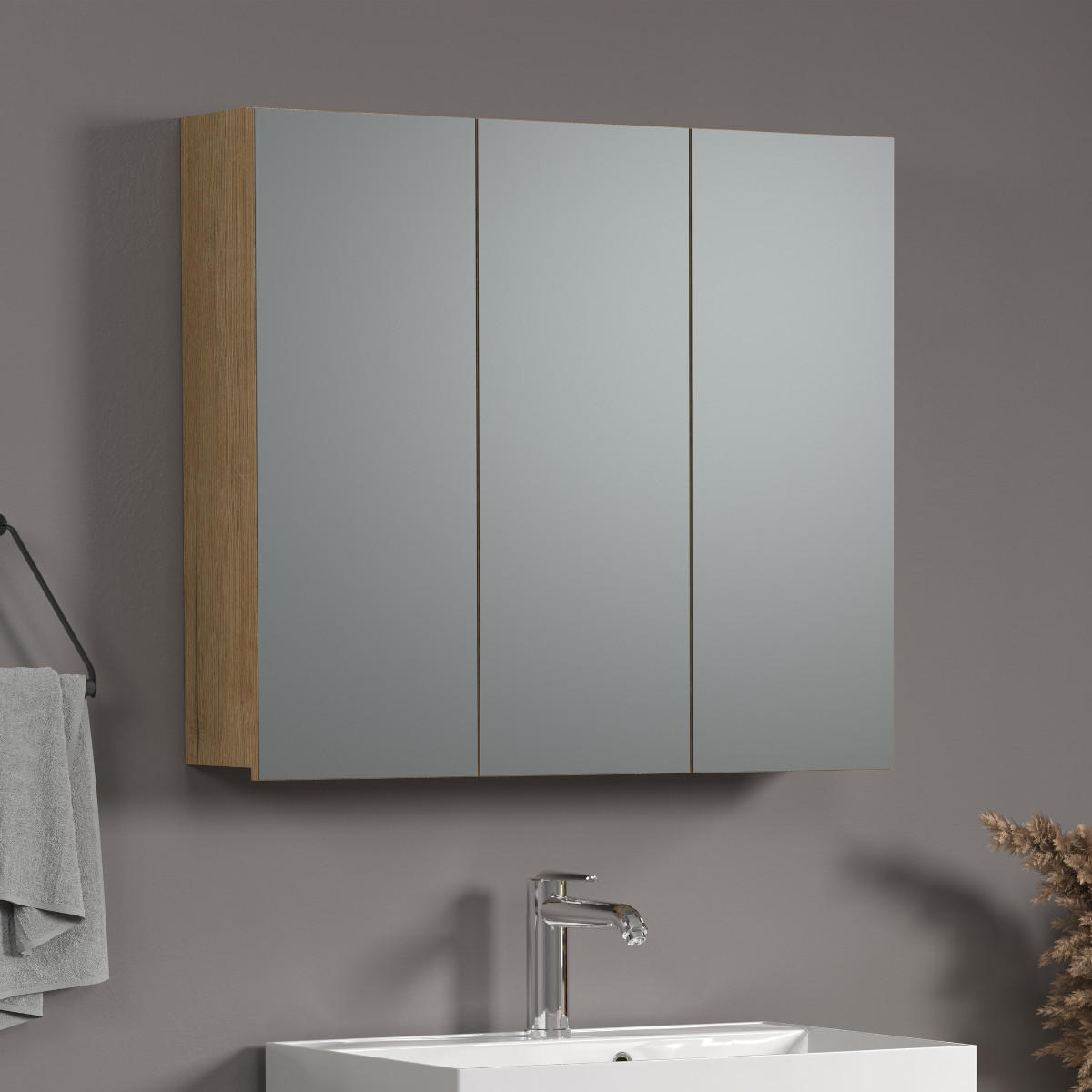 SPIEGELSCHRANK PureBliss Eiche Dekor - Eichefarben, Holzwerkstoff (90/80/20cm) - Trendteam