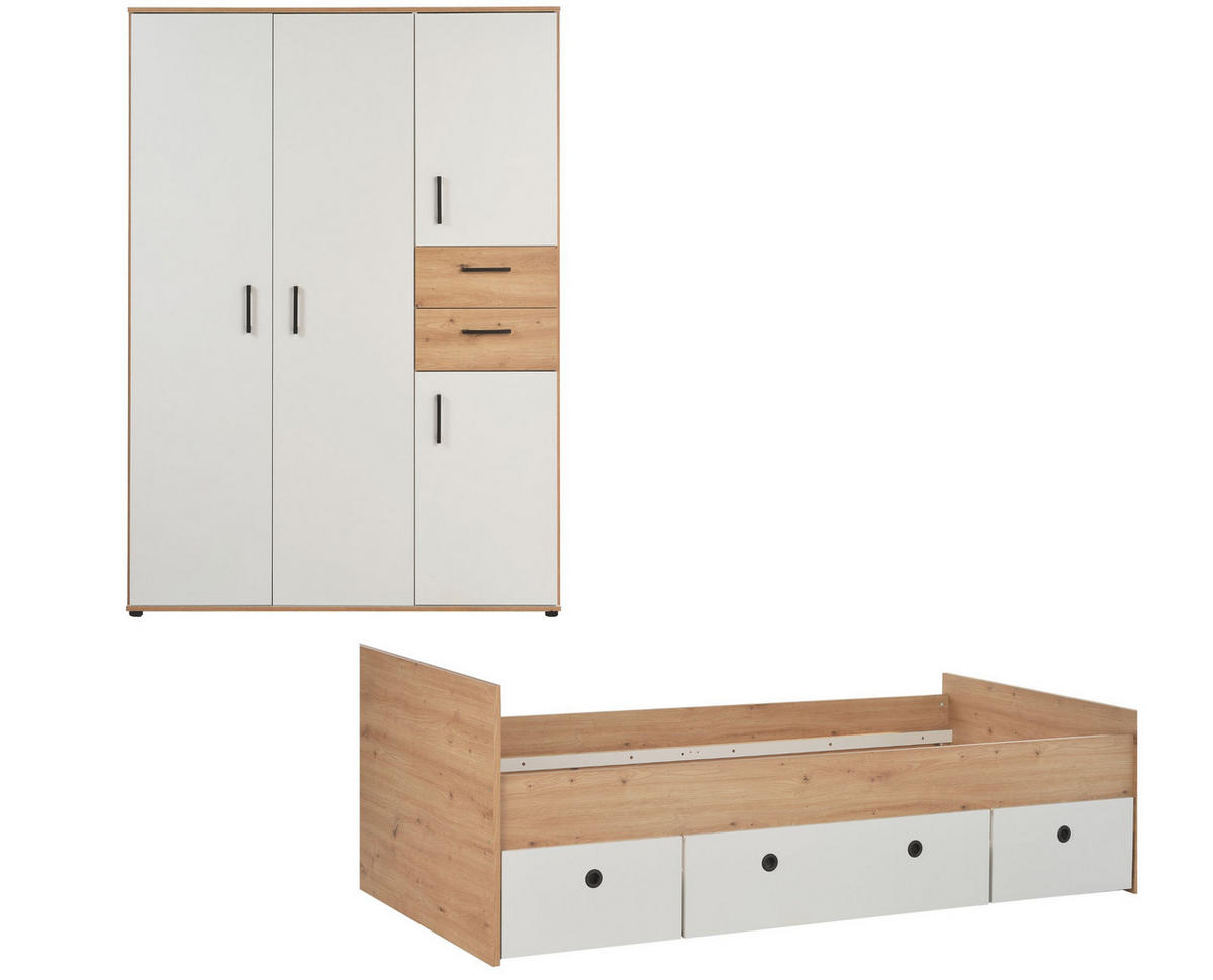 JUGENDZIMMER Set Bente 2-teilig - Schwarz/Weiß, Holzwerkstoff/Kunststoff (1/1/1cm) - arthur berndt