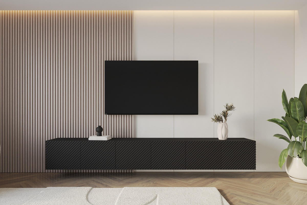 LOWBOARD ZENO-W 3x100x40x41 cm - Schwarz - Weiß, Holzwerkstoff (300/40/41cm) - ALTDECOR