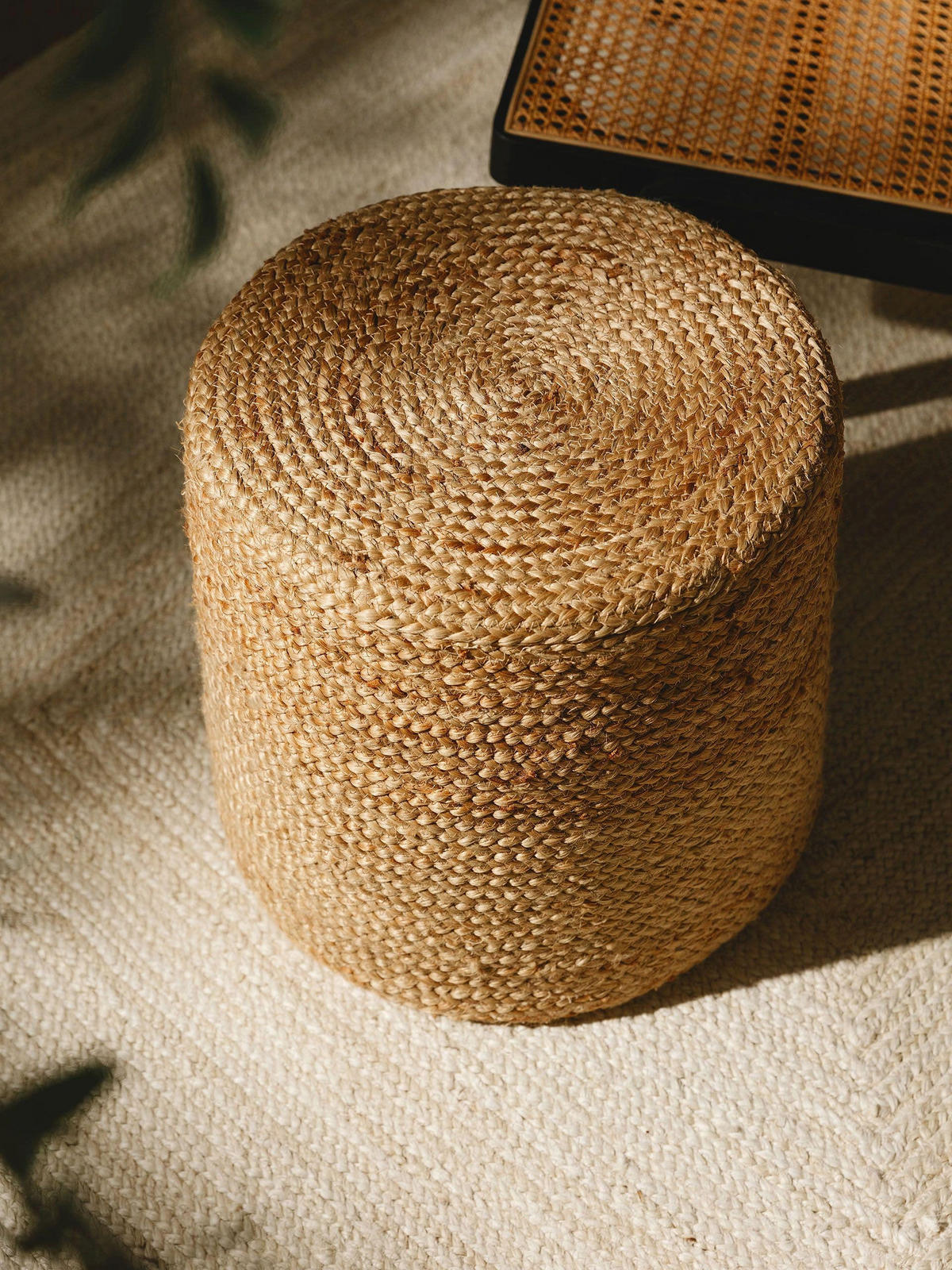 JUTE-POUF handgefertigt Jutta Hellbraun 40x40x40 cm - Hellbraun, Textil (40/40/40cm) - benuta Pure