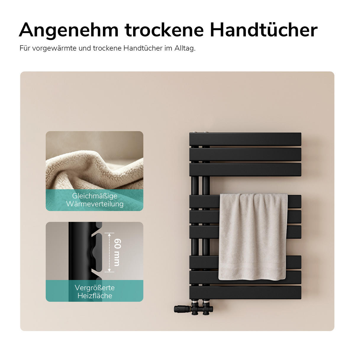 HEIZKÖRPER wasserführend Schwarz 76,2/50/5,9 cm - Schwarz, Metall (50/76.2/5.9cm) - EMKE