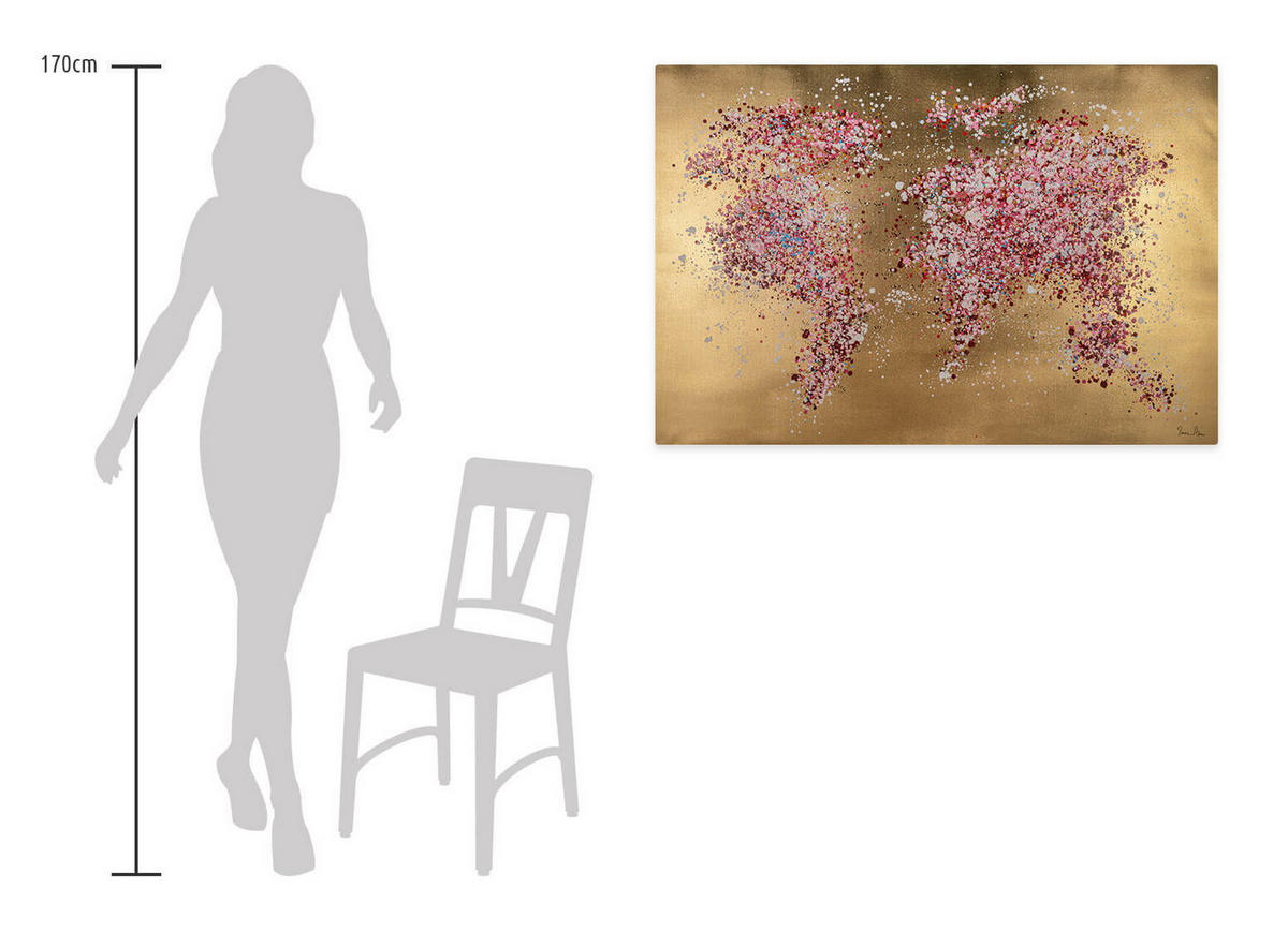 ÖLGEMÄLDE 120/80 cm - Pink/Goldfarben, Holz/Textil (1.96/80cm) - KUNSTLOFT