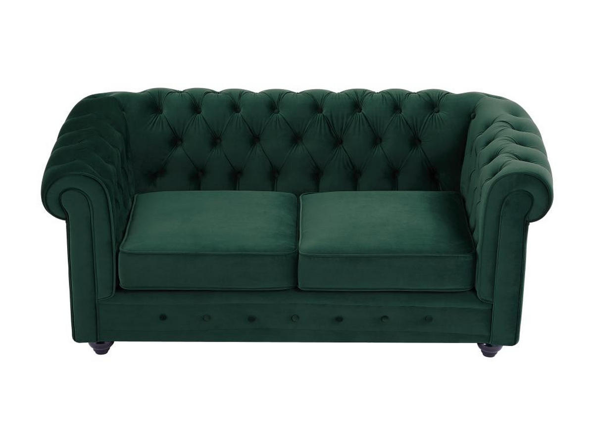 SOFA 2-Sitzer - Samt - Grün - CHESTERFIELD - Grün, Textil (88/72/168cm) - Vente-Unique