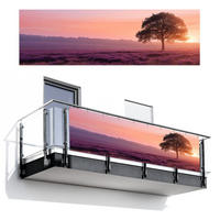 BALKON-SICHTSCHUTZ Baum - Heidekraut - Sonnenaufgang - Flieder, Kunststoff (300/95cm) - MuchoWow