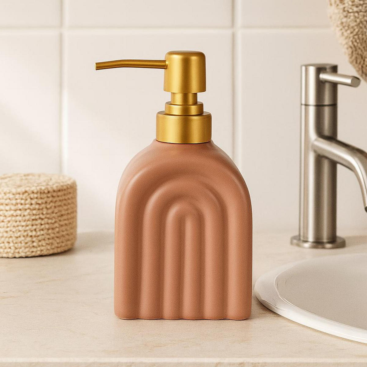 KERAMIK-SEIFENSPENDER Bogen 320 ml 15/9/6 cm - Rosa, Keramik (9/6/15cm) - Bathroom solutions