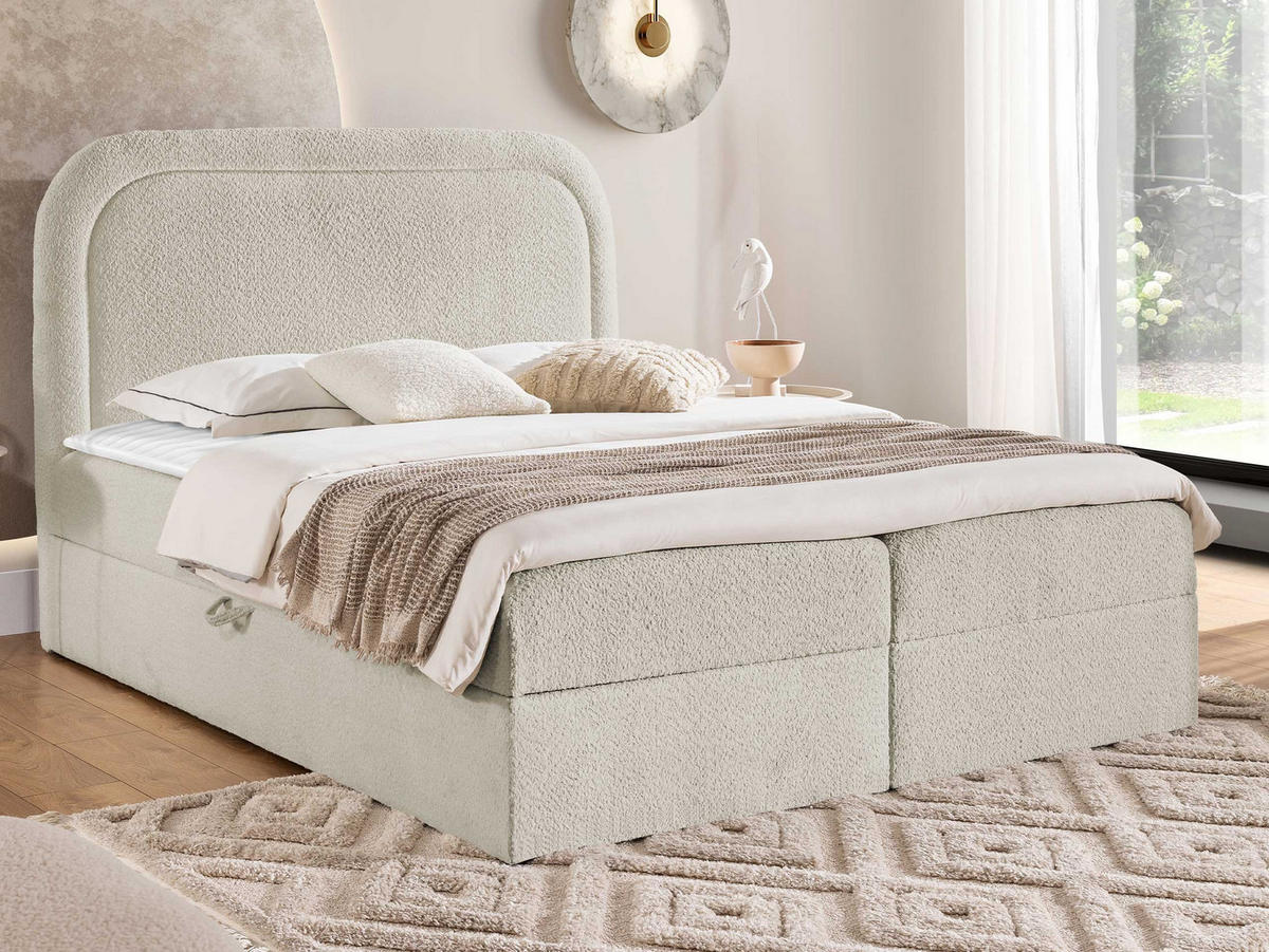 BOXBETT Bonito - Beige/Schwarz, Holz/Holzwerkstoff (160/200cm) - MIRJAN24