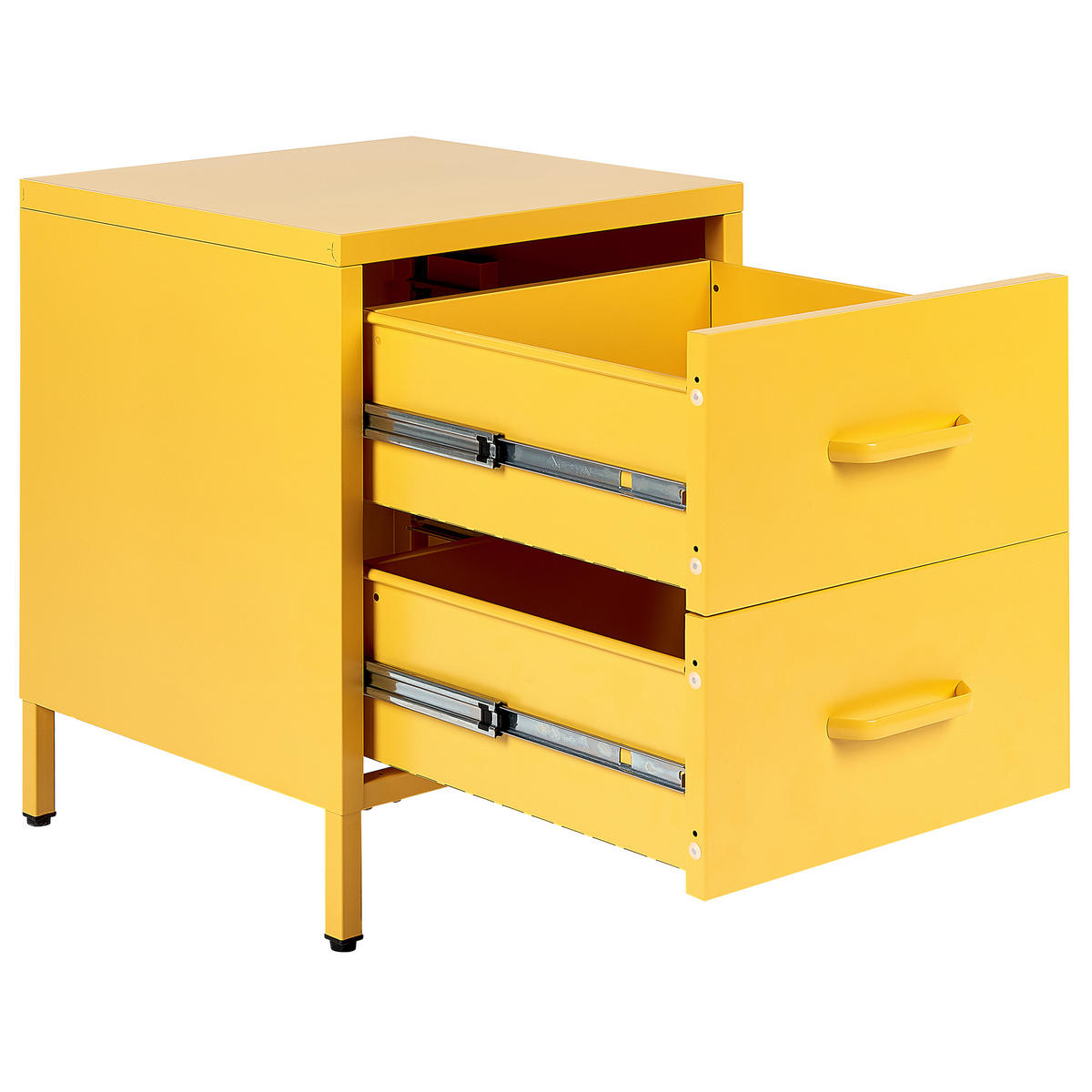NACHTTISCH gelb 2 Schubladen Malavi - Gelb, Metall (43/55/40cm) - Beliani