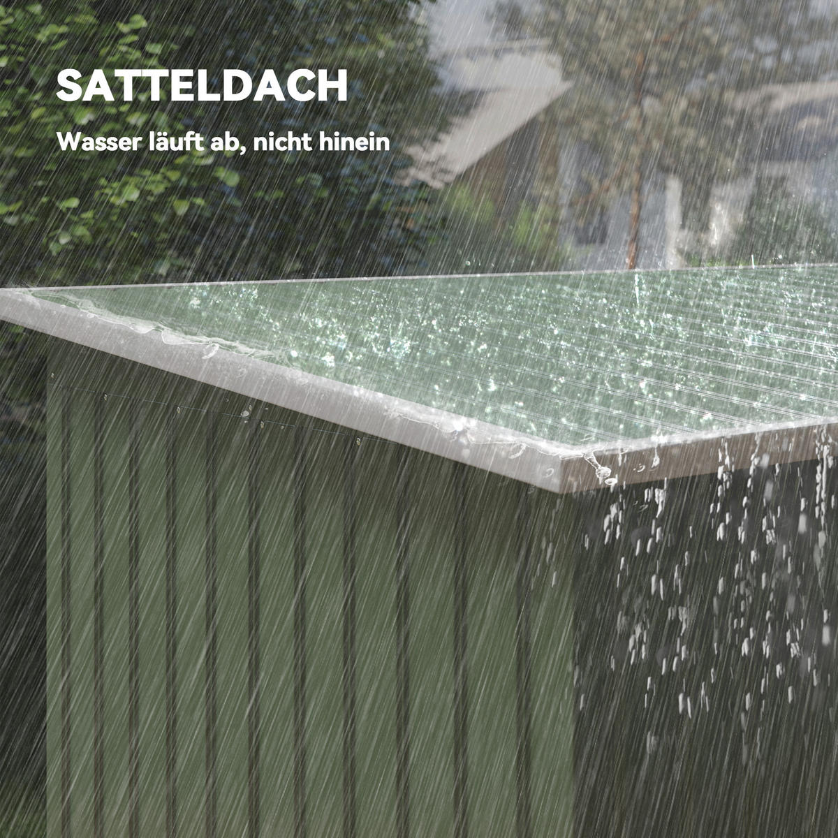 GERÄTEHAUS, Geräteschuppen mit Schiebetür, Pultdach, Stahl, Hellgrün - Hellgrün, Metall (130/172/280cm) - Outsunny