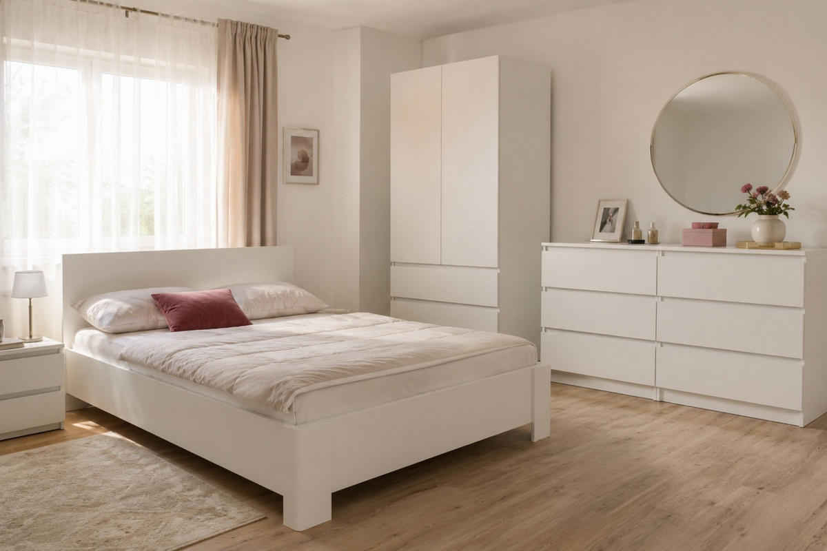 JUGENDZIMMER-SET SIMO H 4-teilig in Weiß - Weiß, Holzwerkstoff (439/180/207cm) - Deine Möbel 24