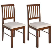 ESSZIMMERSTUHL 2er-Set Holz Dunkelbraun/Hellbeige Orono - Dunkelbraun, Holz (44/92/50cm) - Beliani