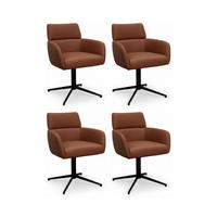 STUHL-SET 4 Stück in Echtleder Dunkelbraun - Schwarz/Braun, Leder/Metall (58/83/58cm) - Furnhouse