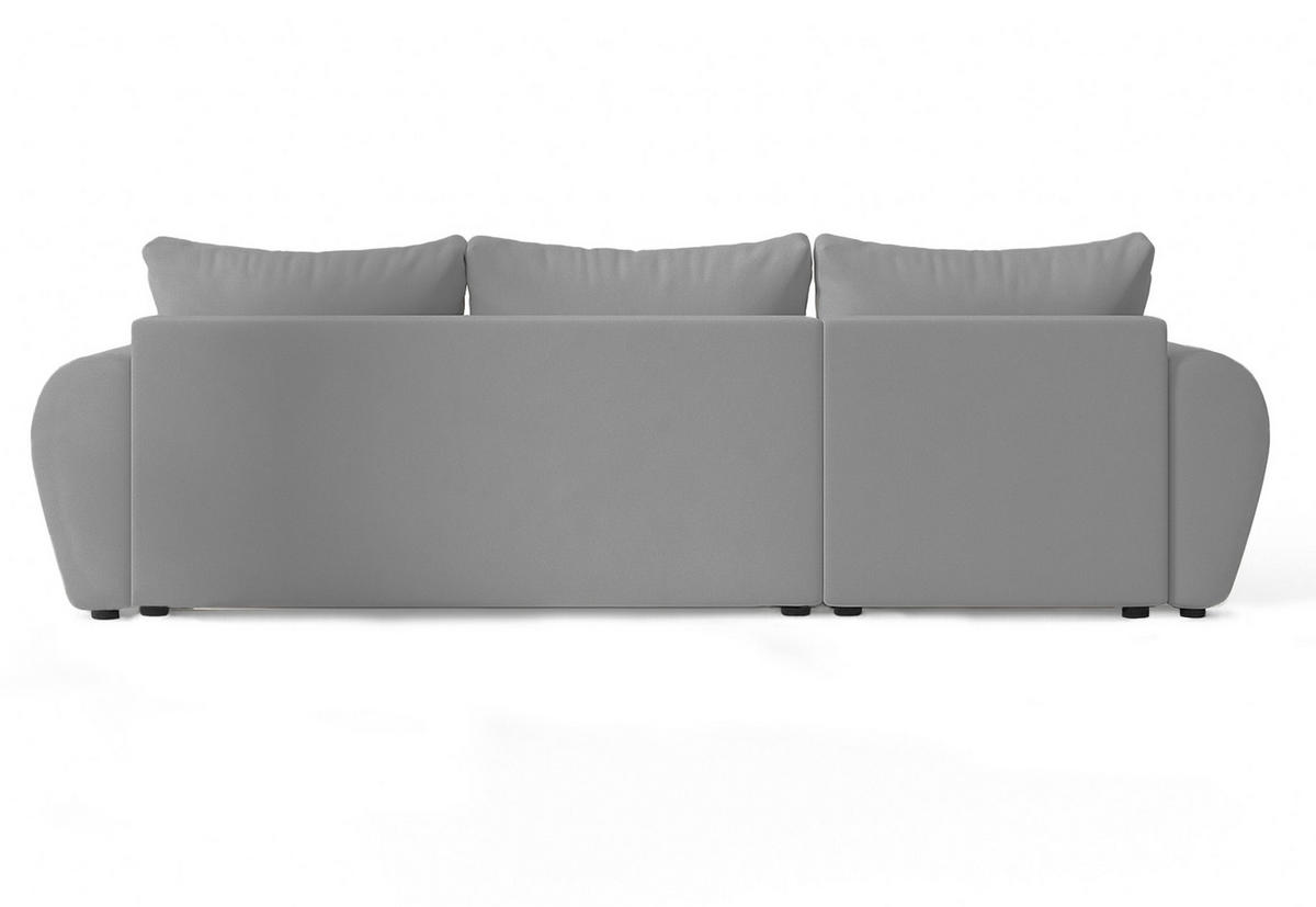 ECKSOFA L Form Malatya Hellgrau 246/145/80 cm stilvolle mit Schlaffunktion L - Hellgrau/Schwarz, Kunststoff/Textil (145/246cm) - AX Living