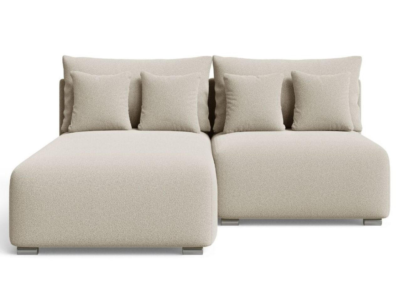 ECKSOFA Ronni Bouclé-Stoff Beige Links - Beige, Holz/Textil (206/190cm) - Graingold