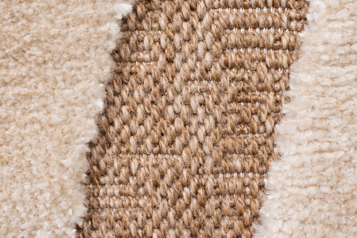TEPPICH mit Juteoptik abstraktem weißem Palma 120x170 cm - Weiß, Textil (150/170cm) - Nazar Rugs