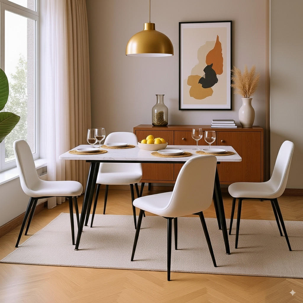 ESSTISCH 120/80/75 cm Rechteckige weiße - Schwarz/Weiß, Holz/Metall (80/120/75cm) - Urban Meuble